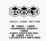 Boxxle title screen for GameBoy